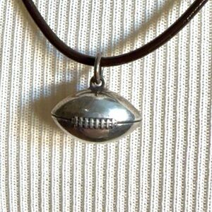JAMES AVERY RETIRED sterling silver FOOTBALL charm on leather necklace